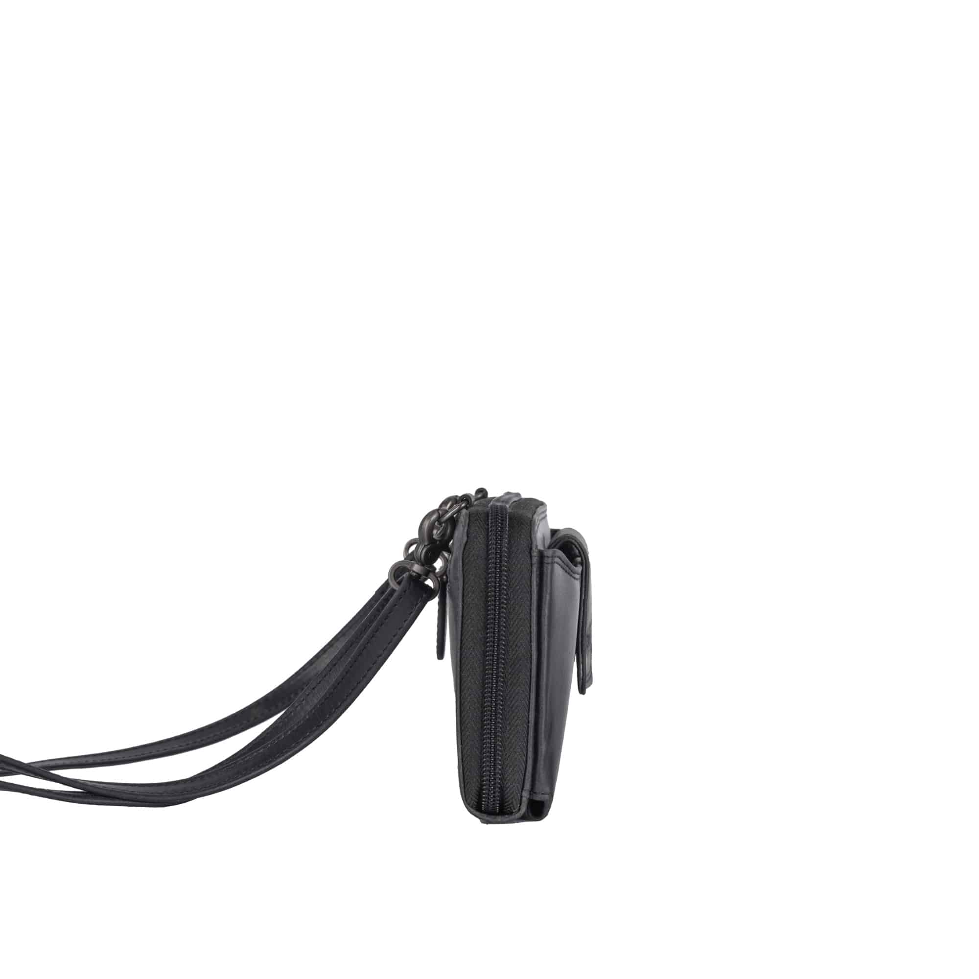 Handytasche mit Geldbörse von Sparwell_Kreative Kadence_schwarz_Portemonnaie_Smartphone_Damen_Umhängetasche_Lederdeele Delbrück_04 Handytasche mit Geldbörse Kreative Kadence von Sparwell. Ledertasche mit Portemonnaie und Handyfach für Smartphone. Farbe schwarz. Lederwaren Ostwestfalen. Lederdeele aus Delbrück. Ansicht Seitenansicht