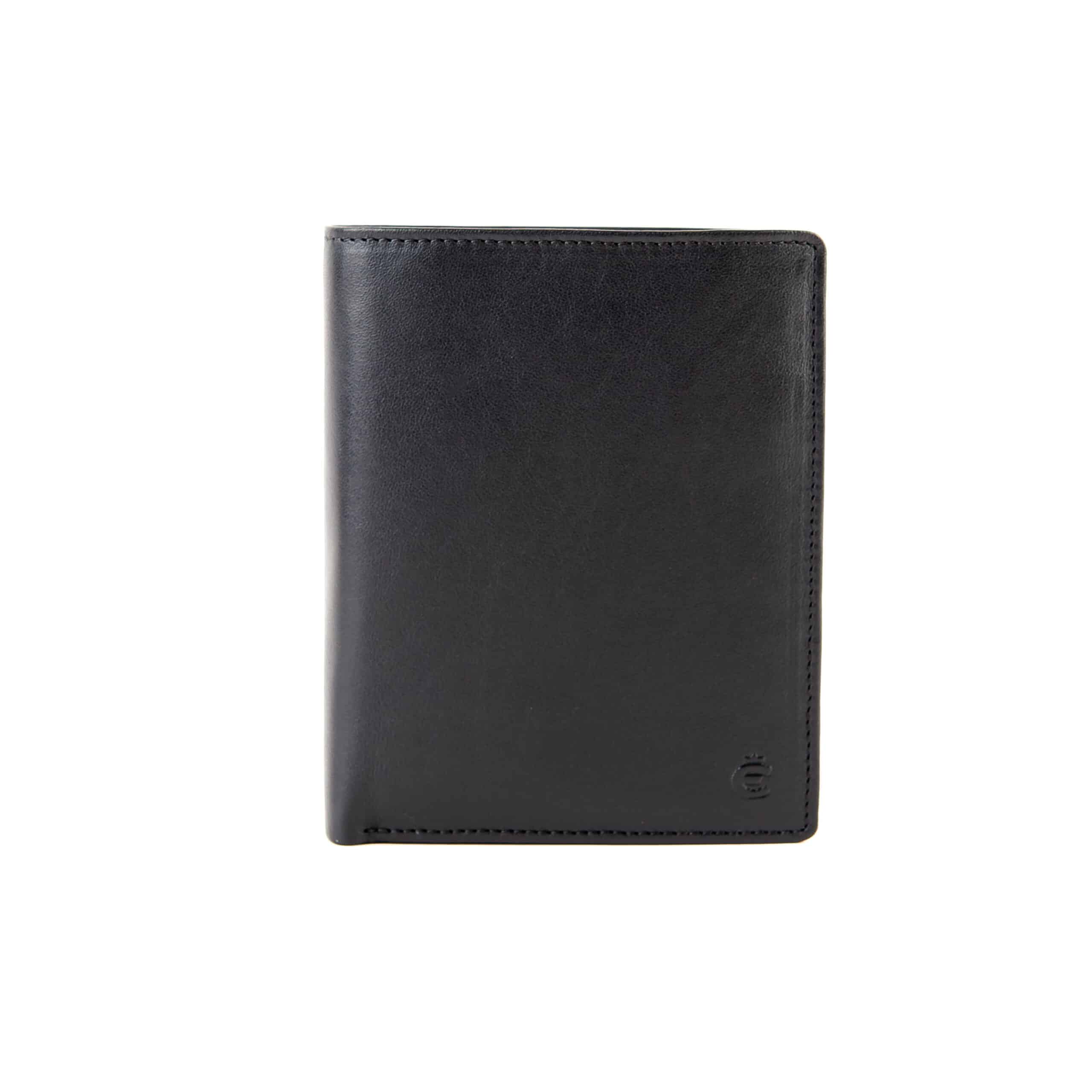 Esquire_Hochformatbörse_Logo_Herren_Portemonnaie_schwarz_RFID_Echtleder_Lederwaren_Lederdeele_Delbrück_01 Esquire Logo Hochformatbörse für Herren mit einem Ausleger. Schwarze Geldbörse mit RFID Schutz und Geheimfach. Elegantes Portemonnaie aus Rindleder, Napa Leder. Lederwaren Ostwestfalen, Lederdeele aus Delbrück. Ansicht Vorderseite
