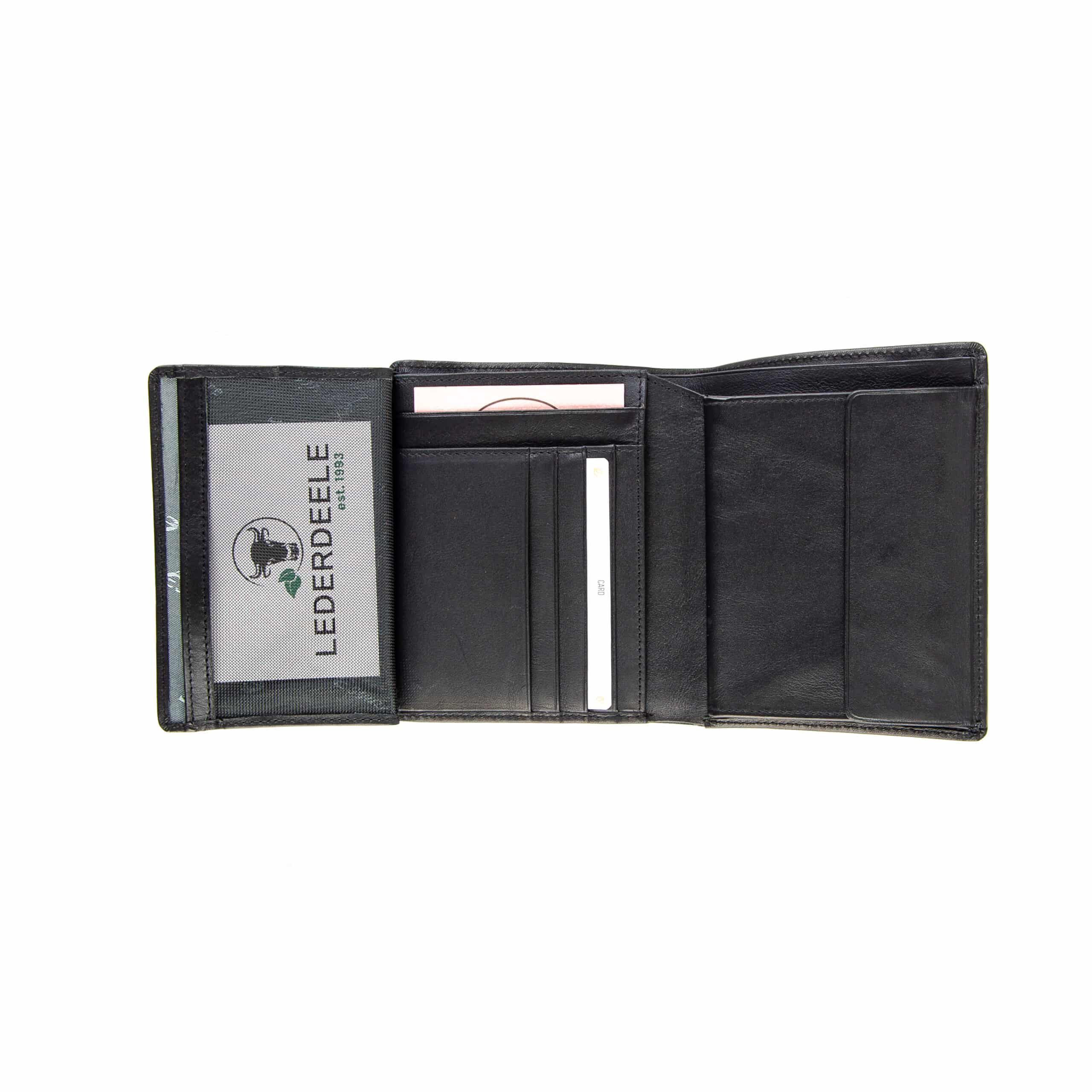 Esquire_Hochformatbörse_Logo_Herren_Portemonnaie_schwarz_RFID_Echtleder_Lederwaren_Lederdeele_Delbrück_04 Esquire Logo Hochformatbörse für Herren mit einem Ausleger. Schwarze Geldbörse mit RFID Schutz und Geheimfach. Elegantes Portemonnaie aus Rindleder, Napa Leder. Lederwaren Ostwestfalen, Lederdeele aus Delbrück. Ansicht Innenansicht