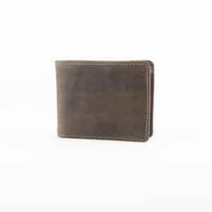 Geldbörse für Herren im Querformat Flach. Schlankes Portemonnaie aus Leder. Naturleder, Slow Fashion. Rindleder in braun. Lederwaren online kaufen, Lederdeele Delbrück Ostwestfalen. Ansicht Vorderseite