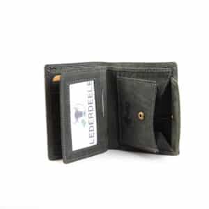 mini Geldbörse Herren im Hochformat von McLean. Kleines Leder Portemonnaie mit RFID Schutz. Naturleder, Büffelleder. Farbe schwarz. Lederwaren Ostwestfalen, Lederdeele aus Delbrück. Innenansicht Münzfach