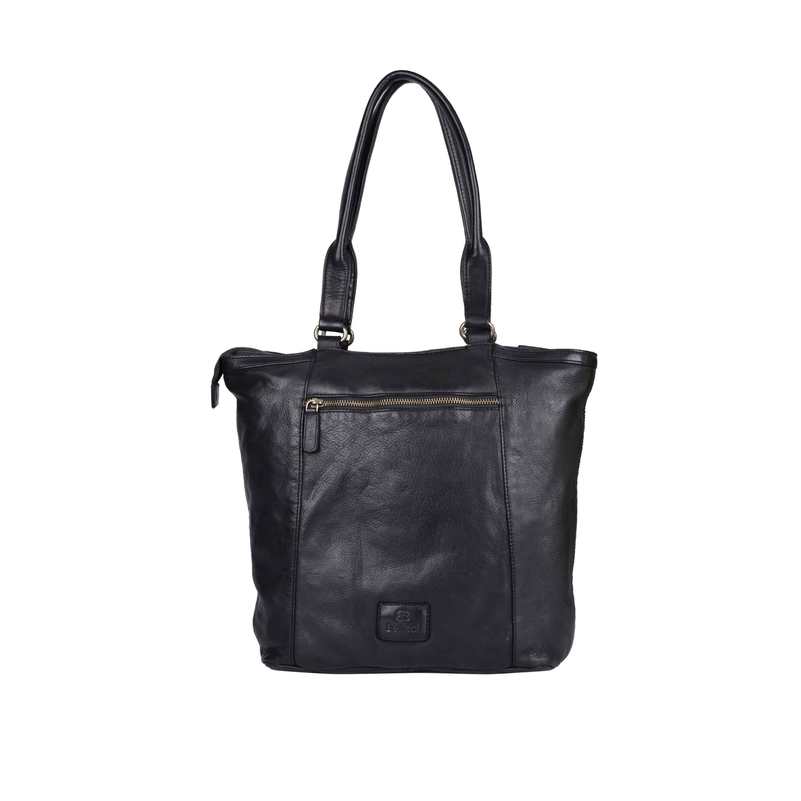 Bellicci_Shopper Tasche_Esther_Ledertasche_Citybag_Echtleder_Slow Fashion_Damen_schwarz_Lederwaren_Ostwestfalen_Lederdeele_Delbrück_02 Bellicci Shopper Tasche Esther. Ledertasche für Damen in A4 Größe. Große Tasche aus Rindleder und Baumwolle. Farbe schwarz. Lederwaren in Ostwestfalen. Lederdeele aus Delbrück. Ansicht Rückseite