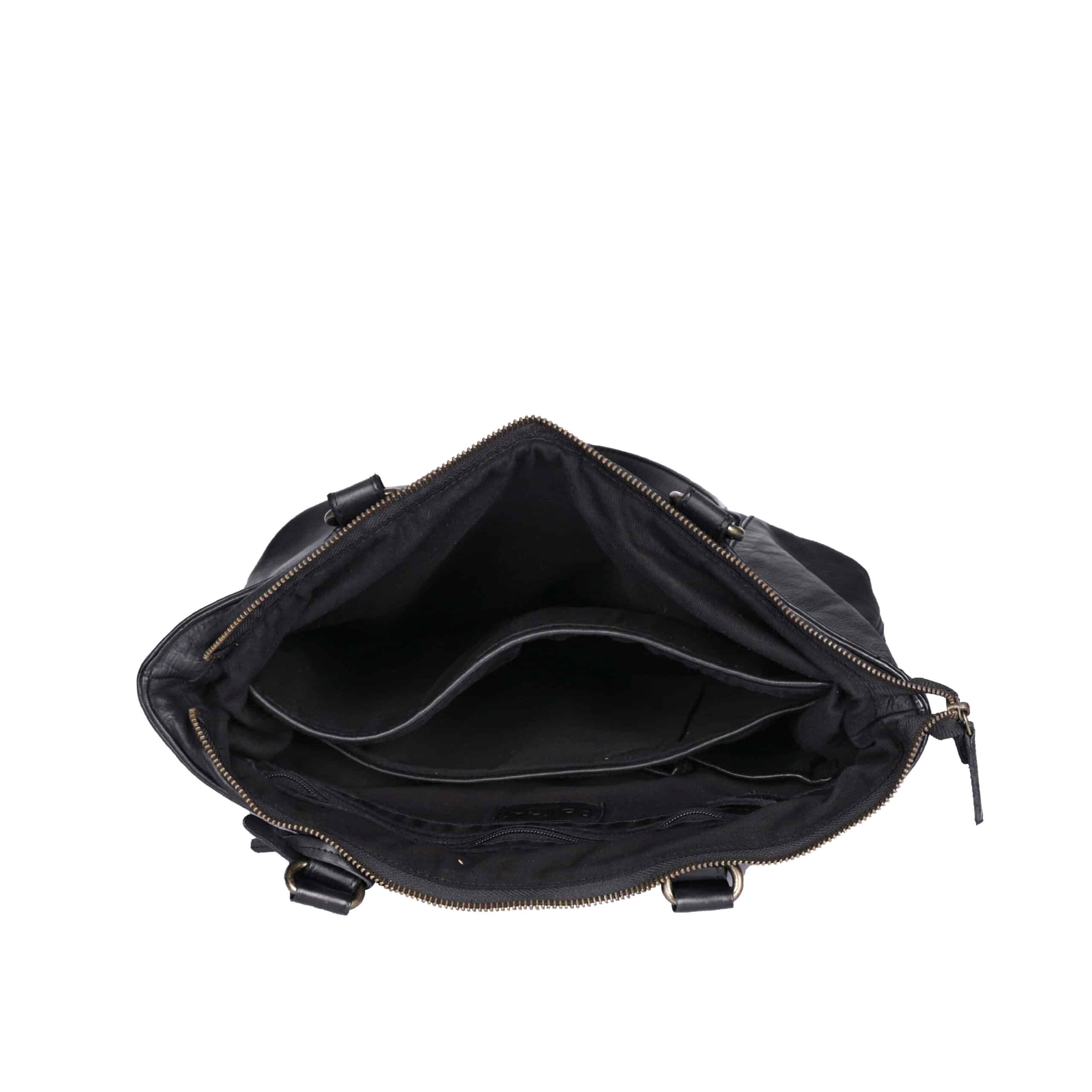 Bellicci_Shopper Tasche_Esther_Ledertasche_Citybag_Echtleder_Slow Fashion_Damen_schwarz_Lederwaren_Ostwestfalen_Lederdeele_Delbrück_06 Bellicci Shopper Tasche Esther. Ledertasche für Damen in A4 Größe. Große Tasche aus Rindleder und Baumwolle. Farbe schwarz. Lederwaren in Ostwestfalen. Lederdeele aus Delbrück. Ansicht Innenansicht