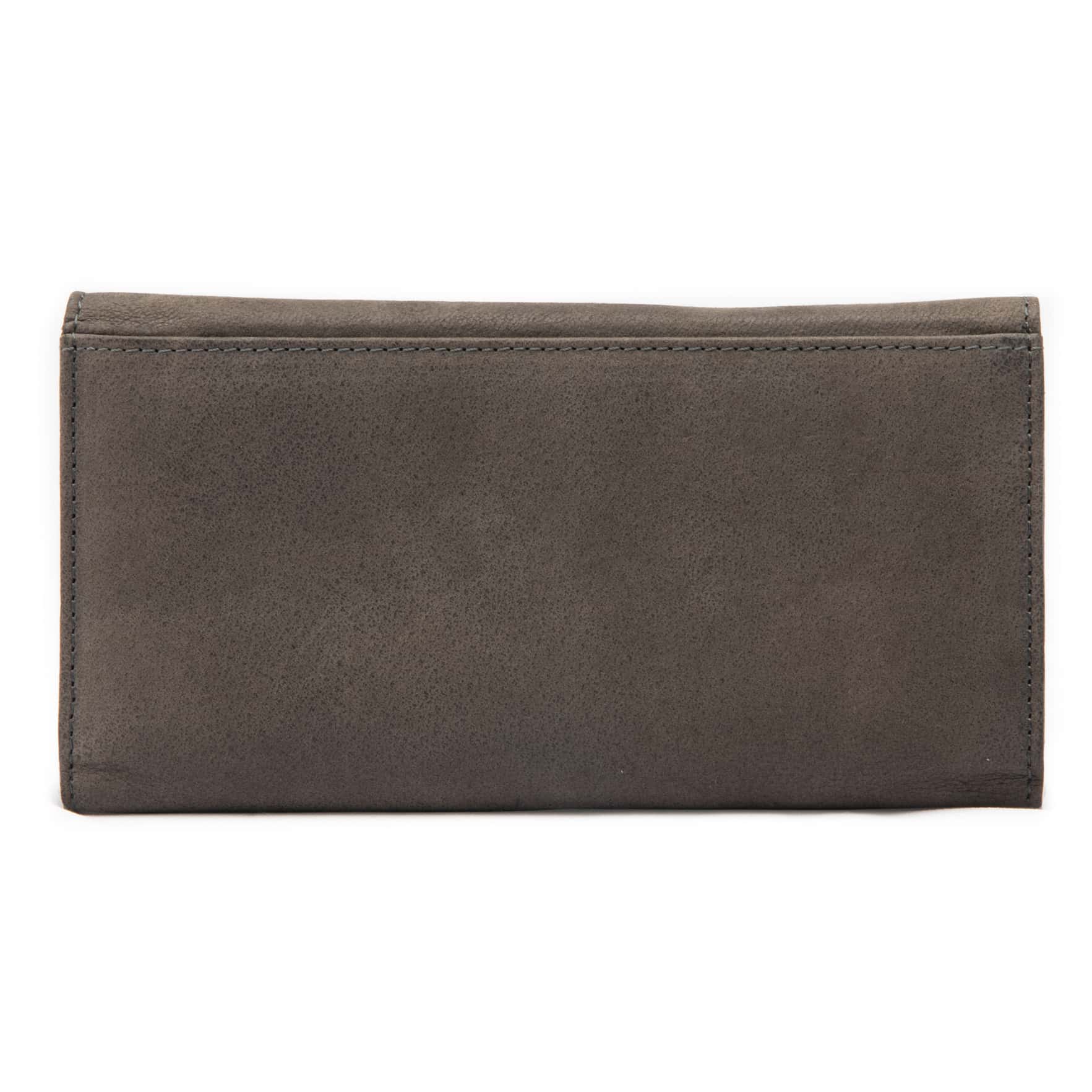 Sparwell Geldbörse Luisa_grau_Portemonnaie Damen_Büffelleder_Damenbörse_RFID_Slow Fashion_Lederwaren_Ostwestfalen_Lederdeele_Delbrück_02 Sparwell Geldbörse Luisa. Portemonnaie für Damen aus Büffelleder und Baumwolle. Große Damenbörse mit RFID Schutz, Slow Fashion. Farbe Grau. Lederwaren in Ostwestfalen, Lederdeele aus Delbrück. Ansicht Rückseite