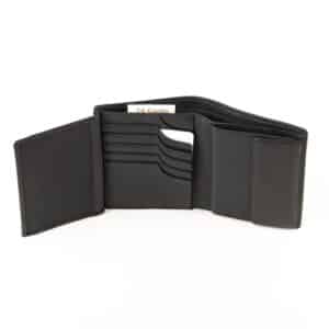 Esquire Deer Hochformatbörse Herren. Exklusives Portemonnaie aus weichem Hirschleder. Geldbörse mit RFID Schutz und patentiertem Card Safe System. Hochformat. Farbe schwarz. Lederwaren in Ostwestfalen, Lederdeele Delbrück. Ansicht Innenansicht
