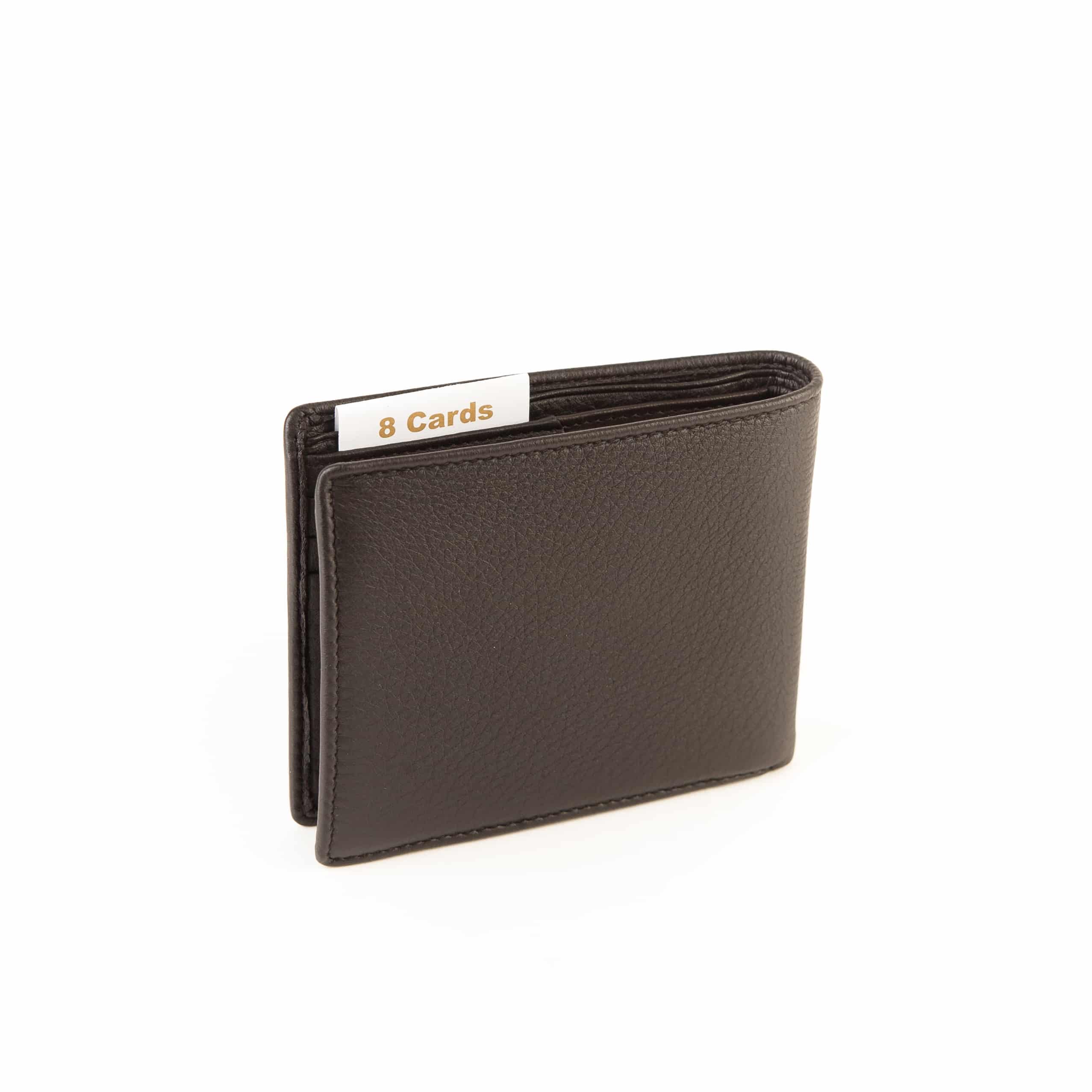 Esquire Deer Querformatbörse für Herren. Exklusives Portemonnaie aus weichem Hirschleder. Flache Geldbörse mit RFID Schutz und patentiertem Card Safe System. Querformat. Farbe braun. Lederwaren in Ostwestfalen, Lederdeele Delbrück. Ansicht Rückseite