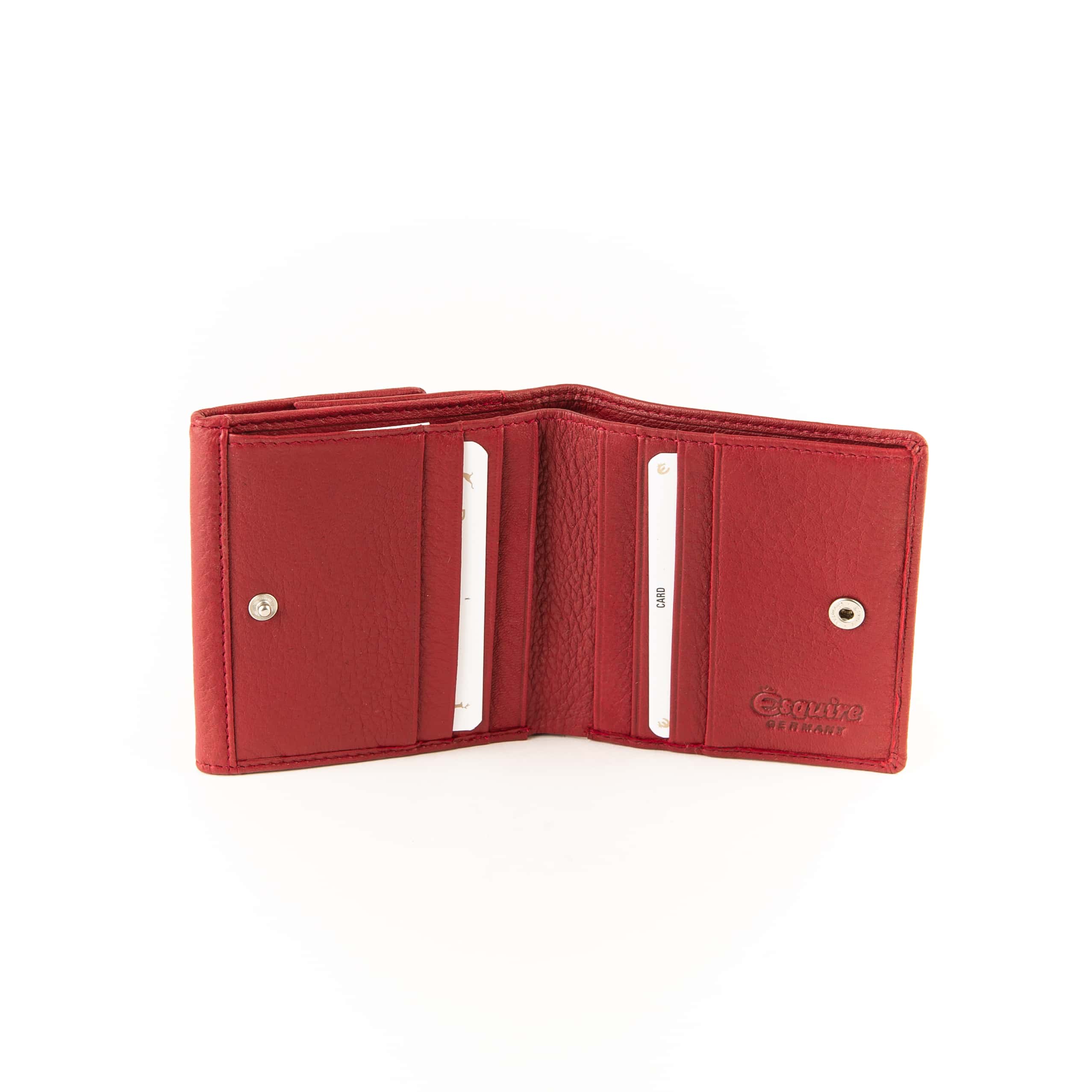 Esquire Deer Wiener Schachtel_Geldbörse_Münzfach_quadratisch_Portemonnaie_Hirschleder_rot_Lederwaren_Ostwestfalen_Lederdeele_Delbrück_09 Esquire Deer Wiener Schachtel. Geldbörse für Damen und Herren mit quadratischem Münzfach. Exklusives Portemonnaie aus weichem Hirschleder. Farbe rot. Lederwaren in Ostwestfalen, Lederdeele aus Delbrück. Ansicht Innenansicht Kartenfächer