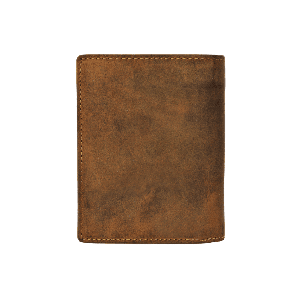 Greenburry Riegelbörse Hochformat_Kombibörse_Herren_Portemonnaie_Vintage_Leder_Geldbörse_RFID_braun_Lederwaren_Ostwestfalen_Lederdeele_Delbrück_06 Greenburry Riegelbörse Hochformat mit RFID Schutz. Vintage Portemonnaie aus Rindleder mit Innenriegel. Geldbörse für Herren. Farbe Sattelbraun. Lederwaren in Ostwestfalen, Lederdeele aus Delbrück. Ansicht Rückseite