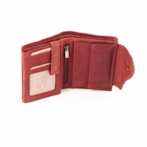 Jockey Club Toro Kombibörse aus Rindleder. Geldbörse im Hochformat mit Innenriegel und Außenriegel. Echtleder Portemonnaie, Slow Fashion. Farbe rot. Lederwaren Ostwestfalen, Lederdeele aus Delbrück Paderborn. Ansicht Innenansicht