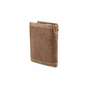 Jockey Club Riegelbörse Buffalo im Hochformat. Leder Geldbörse für Herren aus festem Büffelleder. Echtleder Portemonnaie mit Öse. Farbe braun. Lederwaren Ostwestfalen, Lederdeele aus Delbrück Paderborn. Ansicht Rückseite