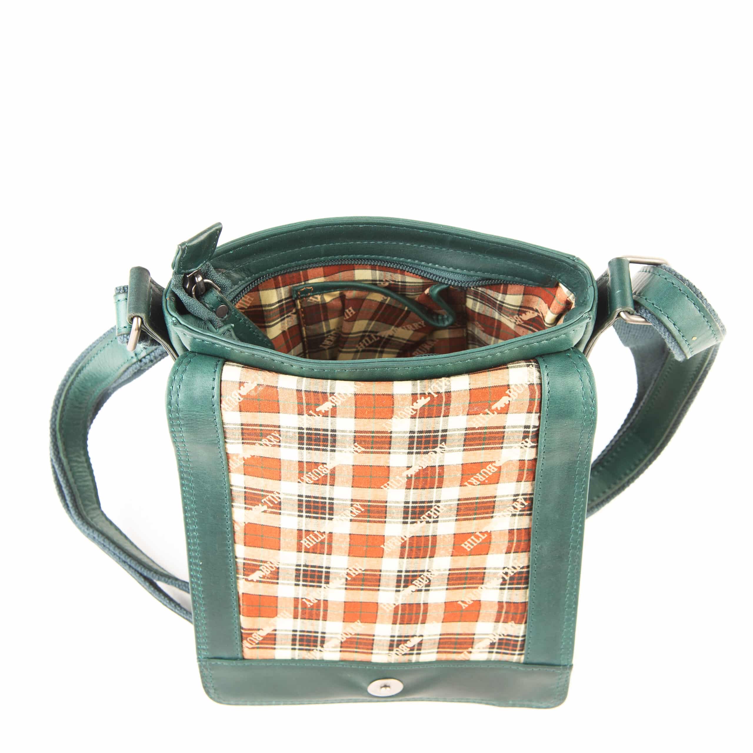 Hill Burry Umhängetasche Glattleder_Ledertasche_Tasche_Echtleder_Rindleder_petrol_Lederwaren_Ostwestfalen_Lederdeele_Delbrück_Paderborn_09 Hill Burry Umhängetasche Glattleder, Ledertasche für Damen. Rindleder Tasche mit kariertem Innenfutter aus Baumwolle. Farbe Petrol. Lederwaren Ostwestfalen, Lederdeele Delbrück Paderborn. Ansicht Baumwollfutter
