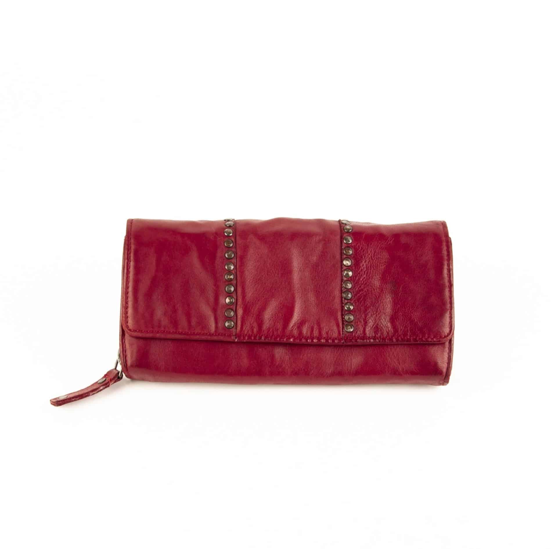 Jockey Club Portemonnaie Damen kaufen, Bolt Chic XL, Rot. Große Damenbörse, Echtleder, Lammleder. Lederdeele Engelmeier Delbrück, Paderborn. Lederwaren Ostwestfalen_01 Jockey Club Portemonnaie Damen, Bolt Chic X-Large. Große Damenbörse mit dekorativen Ziernieten auf der Vorderseite. Geldbörse aus weichem Lammleder, Münzfach mit Reißverschluss. Farbe Rot, Lederwaren online kaufen, Lederdeele Delbrück, Paderborn. Ansicht Vorderseite
