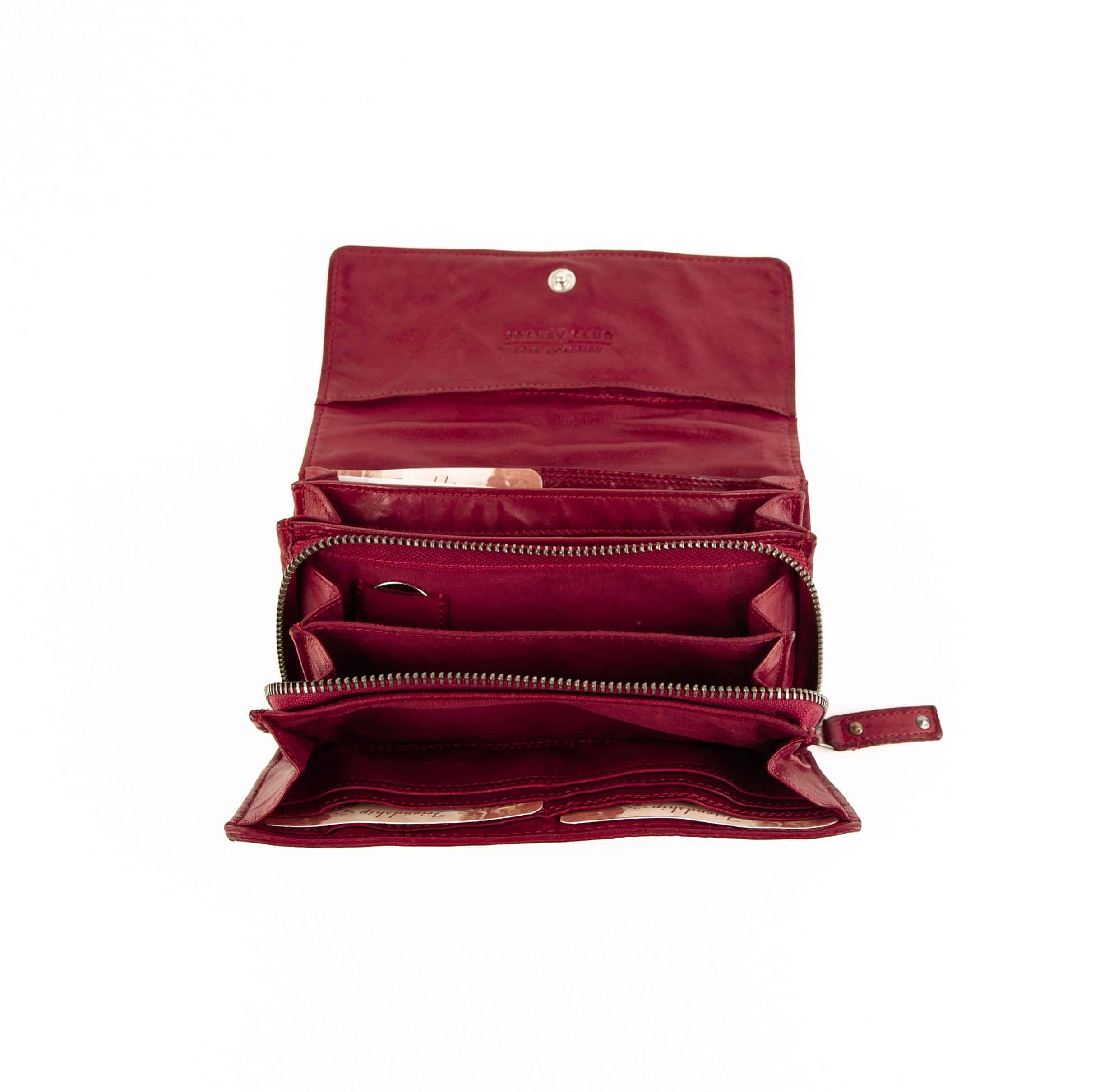 Jockey Club Portemonnaie Damen kaufen, Bolt Chic XL, Rot. Große Damenbörse, Echtleder, Lammleder. Lederdeele Engelmeier Delbrück, Paderborn. Lederwaren Ostwestfalen_08 Jockey Club Portemonnaie Damen, Bolt Chic X-Large. Große Damenbörse mit dekorativen Ziernieten auf der Vorderseite. Geldbörse aus weichem Lammleder, Münzfach mit Reißverschluss. Farbe Rot, Lederwaren online kaufen, Lederdeele Delbrück, Paderborn. Ansicht Innenansicht