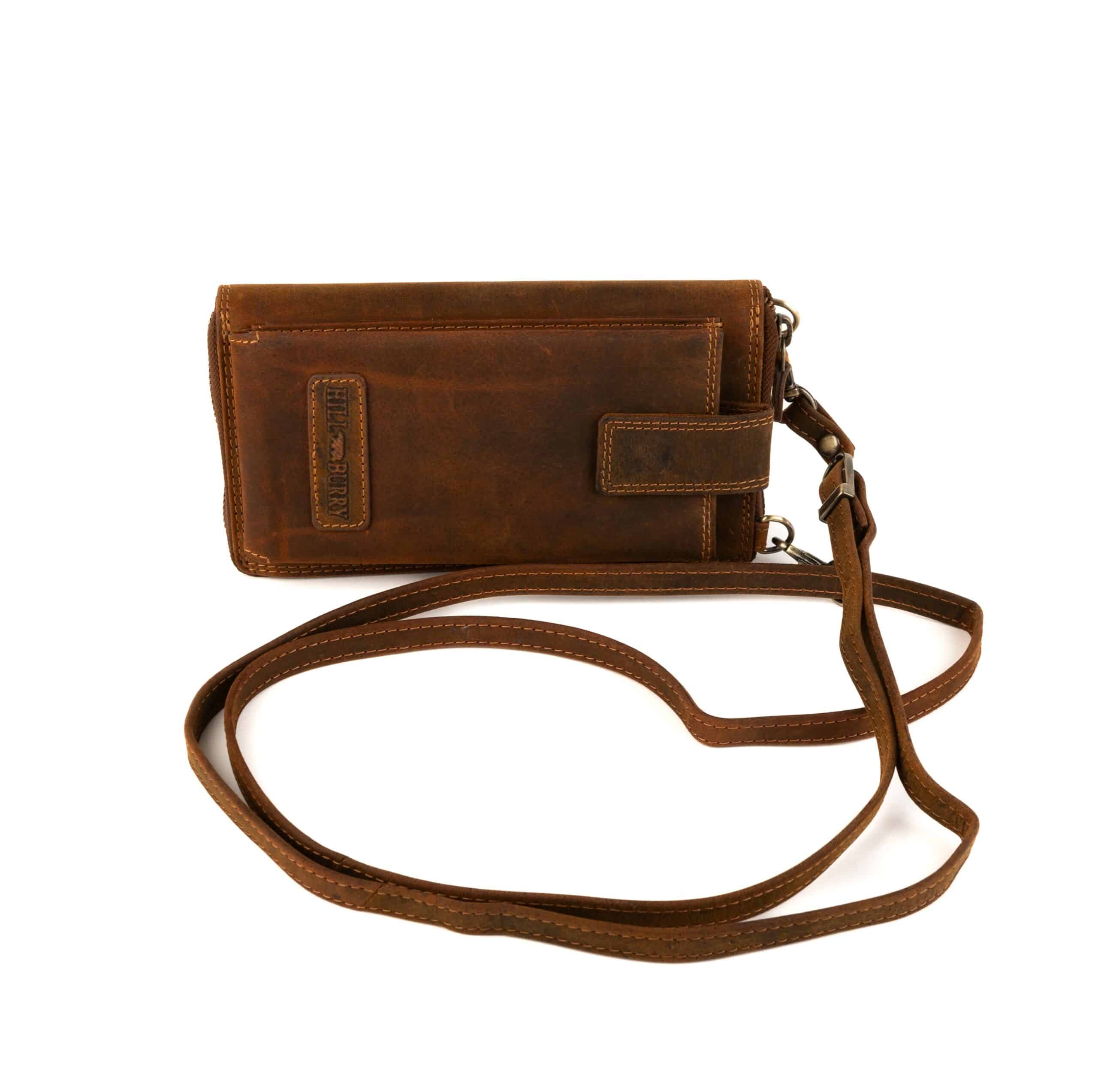 Handytasche mit Portemonnaie Vintage zum Umhängen. Geldbörse, Smartphonefach. Retro Damentasche aus Leder, RFID geschützt. Online kaufen. Lederdeel Delbrück_08 Handytasche mit Portemonnaie zum Umhängen, Vintage Look. Kombination aus Geldbörse und Smartphone Fach aus naturbelassenem Vintage Hunterleder. Rindleder Tasche für Damen mit RFID Schutz und 14 Kartensteckfächer. Jetzt online kaufen bei Lederdeele Engelmeier aus Delbrück, Paderborn. Ansicht langer Tragegurt