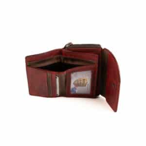 Jockey Club Damenbörse small aus hochwertigem Rindleder. Echtleder Geldbörse in Rot. Portemonnaie mit RFID Schutz und Münzfach mit Reißverschluss online kaufen bei Lederdeele Engelmeier aus Delbrück, Paderborn. Ansicht Scheinfach